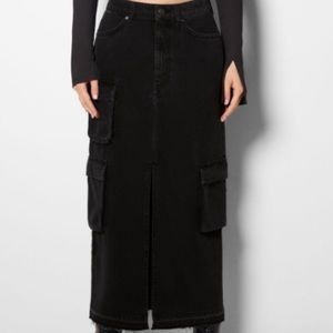 Bershka Multi pocket denim midi skirt